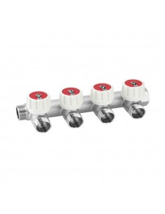 Collettore con vitone a 4 vie d. 3/4"x1/2"