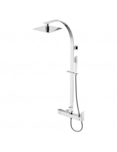Miscelatore esterno doccia, completo di colonna doccia con soffione 250 x 250 mm interamente in ottone, ispezionabile e antic.
